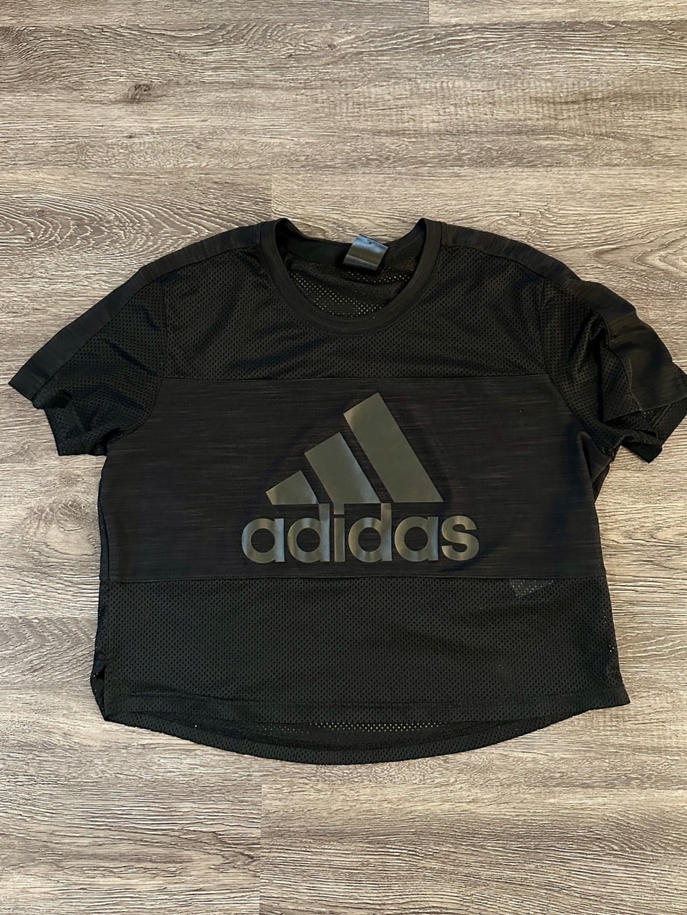 Adidas Black Mesh Logo Crop Tee Women’s Medium